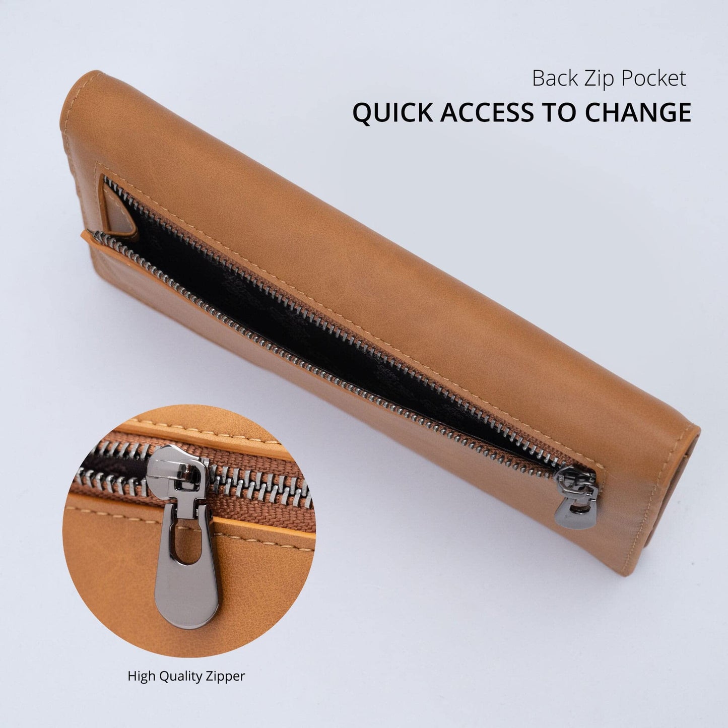Alldaily Ultra Slim Thin Women Wallet RFID Blocking Credit Card Holder Bifold Long Ladies Billfold (Brown)