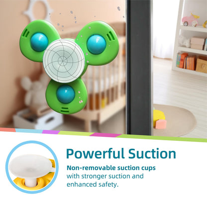 LiKee Strong Suction Cup Fidget Rotating Sensory Bath Toys for Baby 12 18 Months Airplane Car Travel Table & Window Toys for 1 2 Years Old Toddler Boys and Girls (Insect-1)