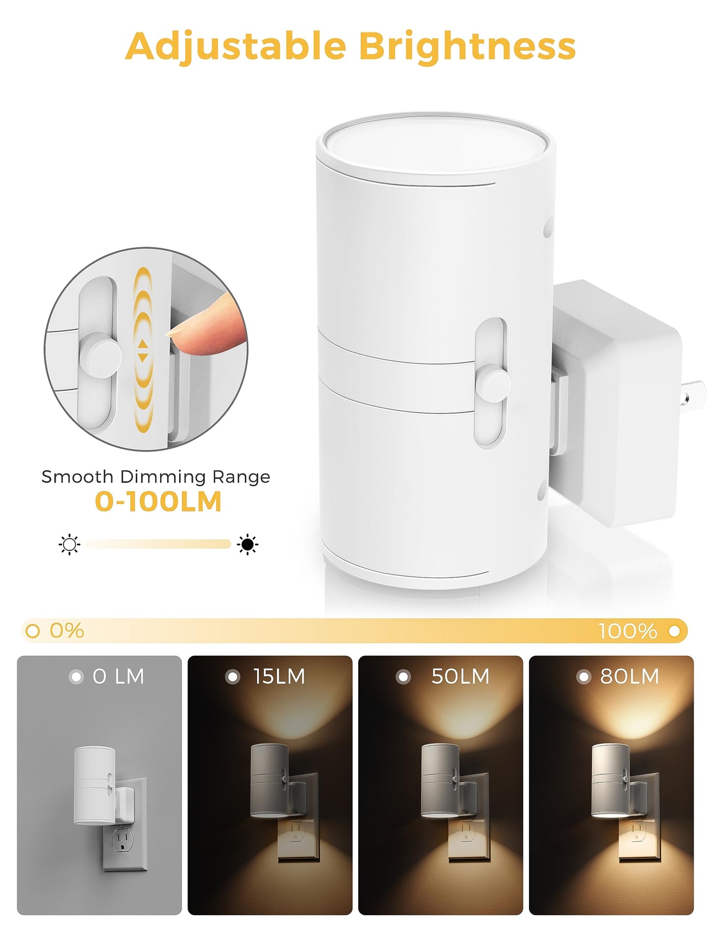 L LOHAS LED Night Light Plug in, Night Lights Plug into Wall, Light Sensor, 0-100LM Soft White 3000K, Dimmable Night Light, Modern Nightlight for Kids Bathroom Hallway Bedroom Kitchen Stairway, 2 Pack