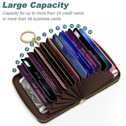 Nipichsha Women's Small RFID Blocking Credit Card Wallet, Blooming Flowers, Leather, Slim and Compact, 4.33 x 3.15 in