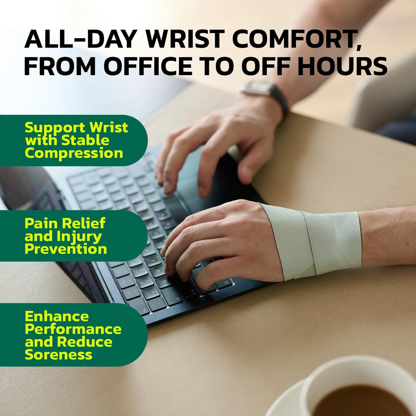 Adjustable Wrist Brace for Pain Relief, Carpal Tunnel & Tendonitis Support – Ergonomic Compression, Breathable & Anti-Slip Design, Fits Left & Right Hand, Ideal for Sports, Gaming & Office Use 2pcs