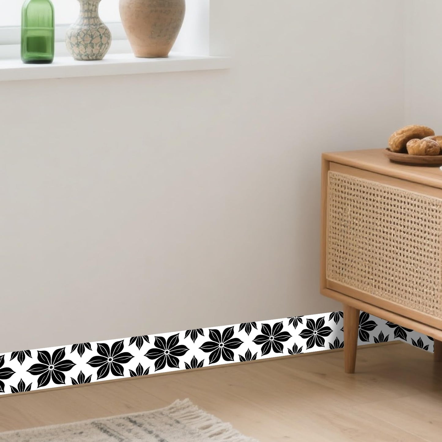 Nuxovilar Wallpaper Border Peel and Stick, Black & White Mosaic Pattern Self-Adhesive Wallpaper, PVC 3.94×16.4 Ft, Ideal for Bathroom, Accent Walls, Modern Decor