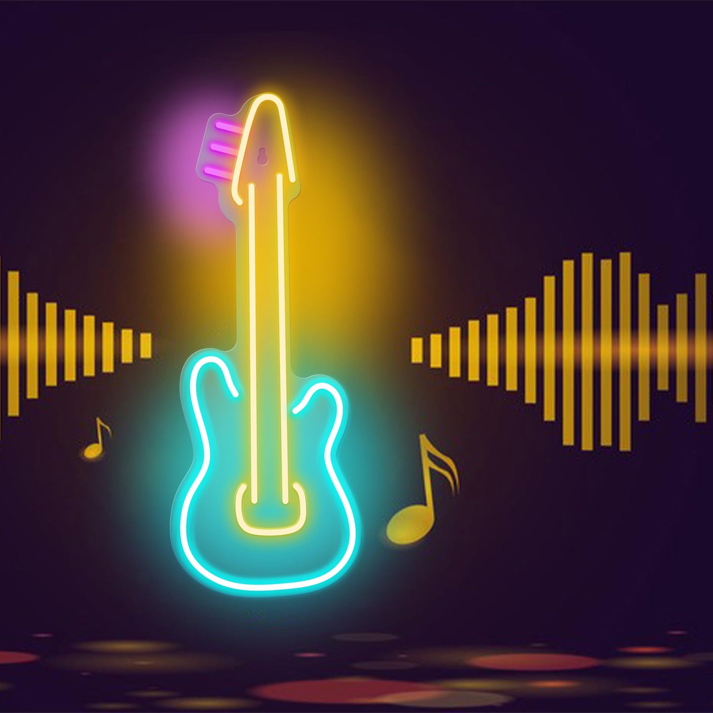 Attivolife Guitar Neon Sign, LED Acrylic Neon Lamp with USB for Music Lover, Bedroom Art Wall Music Studio Bar Decor, Best Birthday Christmas, Wedding, Party Gift, 16.83" * 6.31"(Pink+Yellow+Blue)