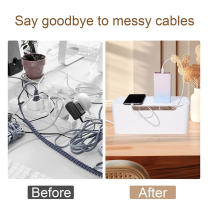 Eichzer Cable Management Box, Premium Cord Organizer Box to Hide Surge Protector on Desk, Power Strip Cover for TV Computer Home Router Office (White)