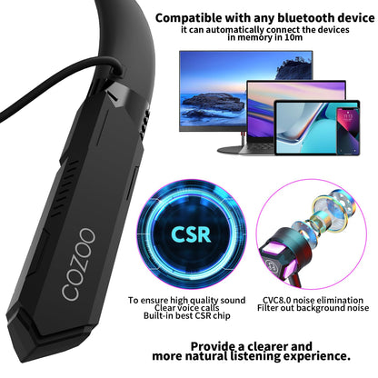cozoo Bluetooth Headphones Neckband, 30H Playtime Wireless Bluetooth Earbuds w/Mic in-Ear Magnetic Neckband Earphone, IPX5 Sweatproof Deep Bass Headset for Home, Traveling, Outdoor, Business Trips