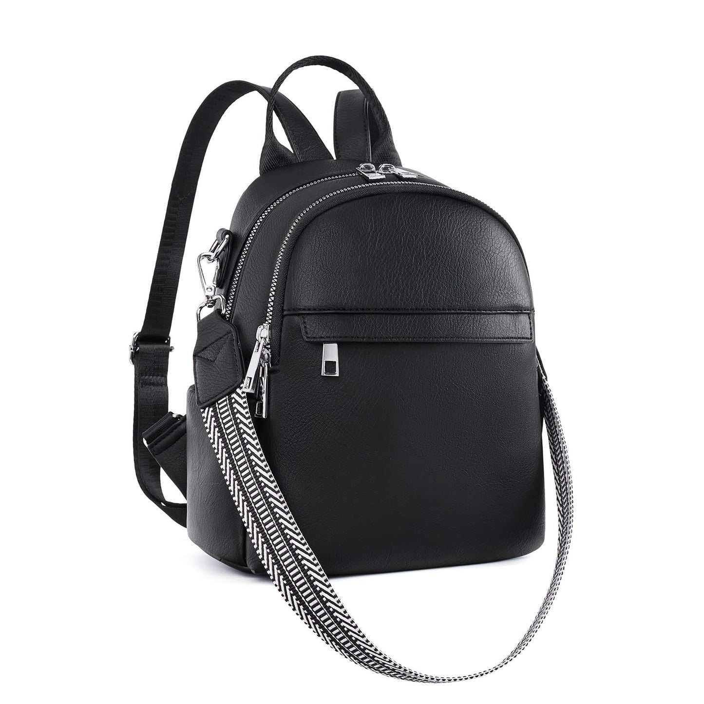 Lexiyat Small Backpack Purse for Women Leather Mini Convertible Designer Backpack Travel Shoulder Fashion Bag Black