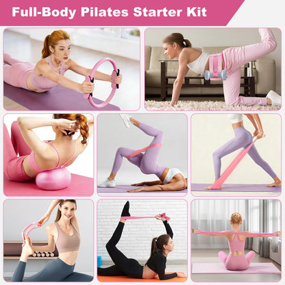 Dilobio Pilates Kit, Home Pilates Essentials Kit for Women, Pilates Equipment Ring and Ball Set with 5 Resistance Bands, Hip Thrust Belt & Grip Socks Accessories, Toning Home Workouts Starter Set
