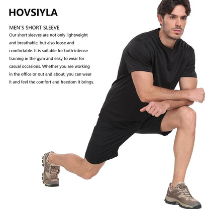 HovSiyla 5 Pack Workout Shirts for Men Athletic Running Gym Quick Dry Short Sleeve Performance Moisture Wicking T Shirt-Black-M