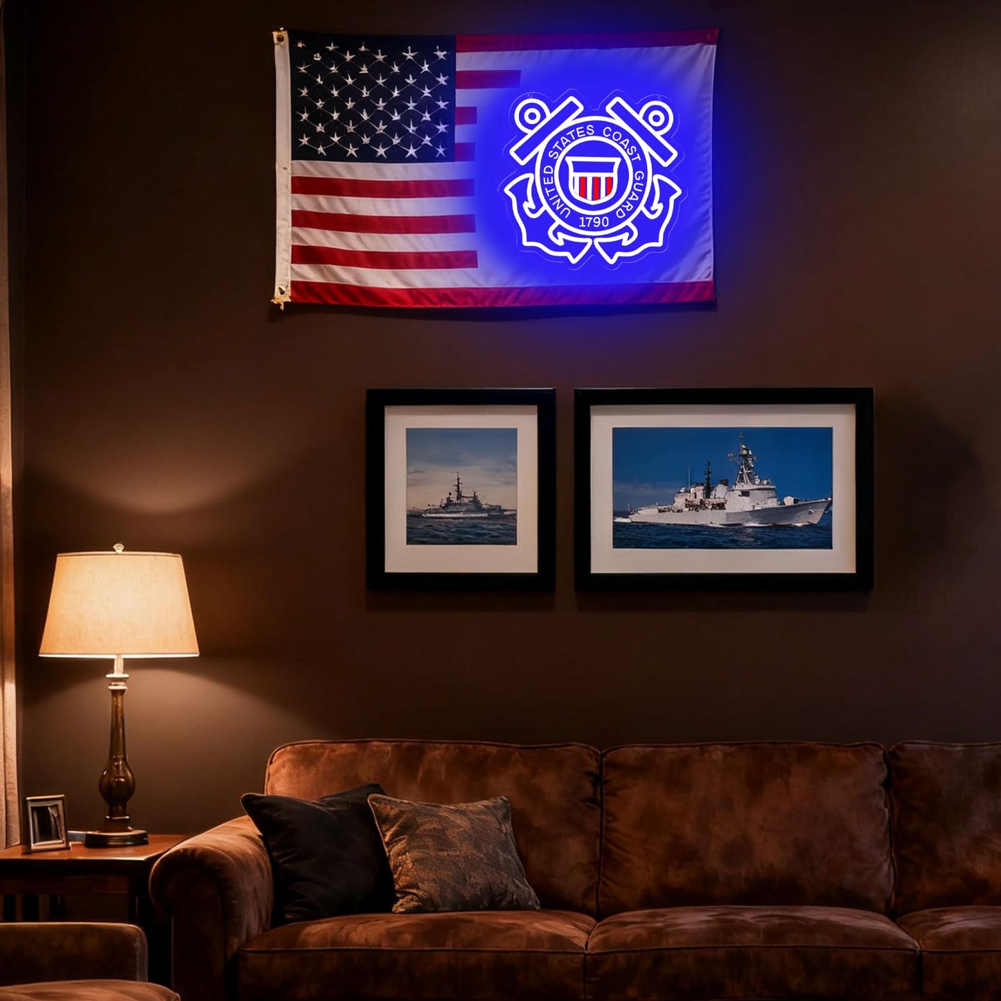 WittyRhE Military-themed Neon Signs Wall Decor for Man Cave Bedroom Bar Army Themed Gift Art for Christmas Party-12.87×12.2 IN-USB Powered-Acrylic