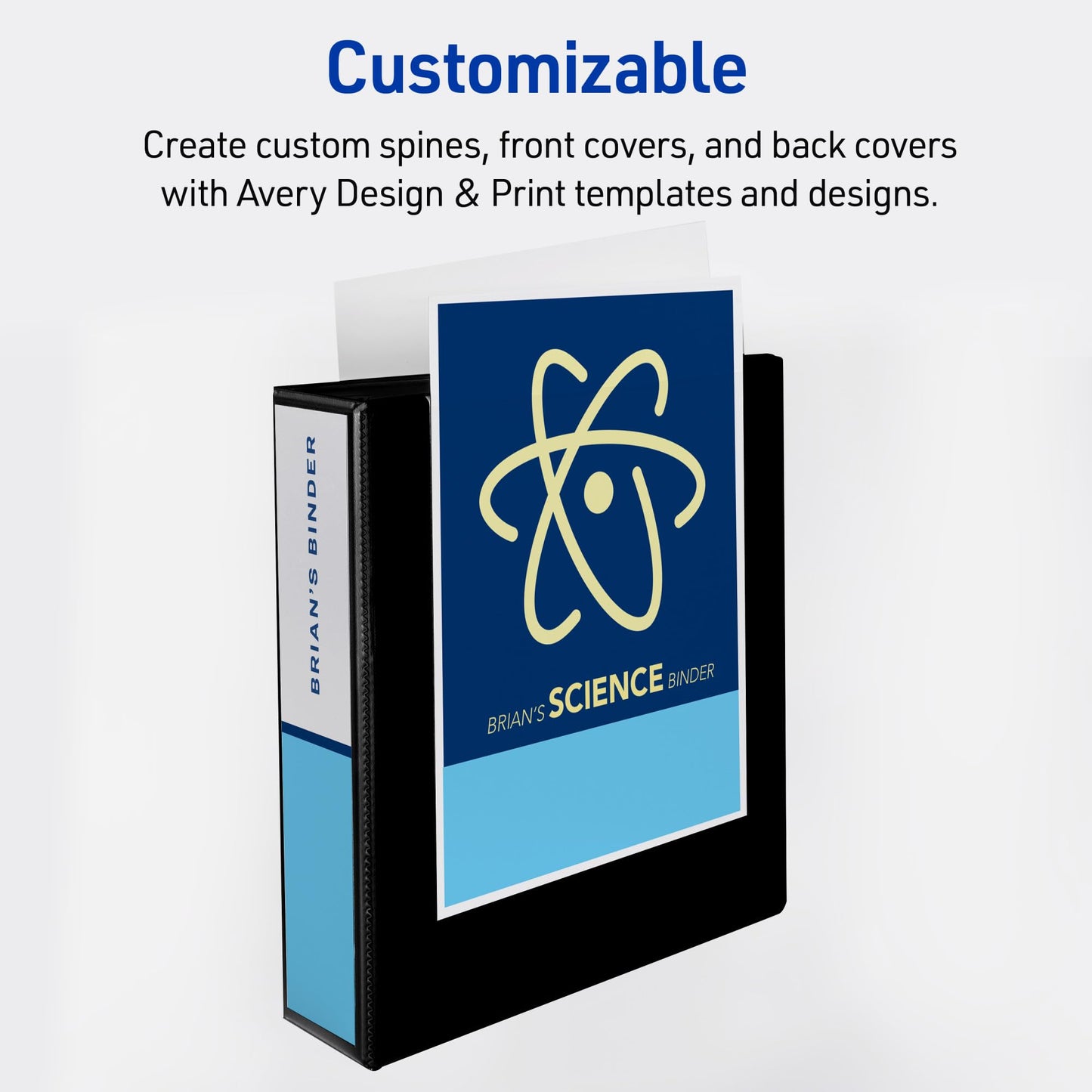 Avery Durable View 3 Ring Binder, 3 Inch Slant Rings, 635 Sheet Capacity, Black, Holds 8.5 x 11 Paper, 3.5" Wide Spine, DuraHinge for Organizing Reports & Projects (17041)