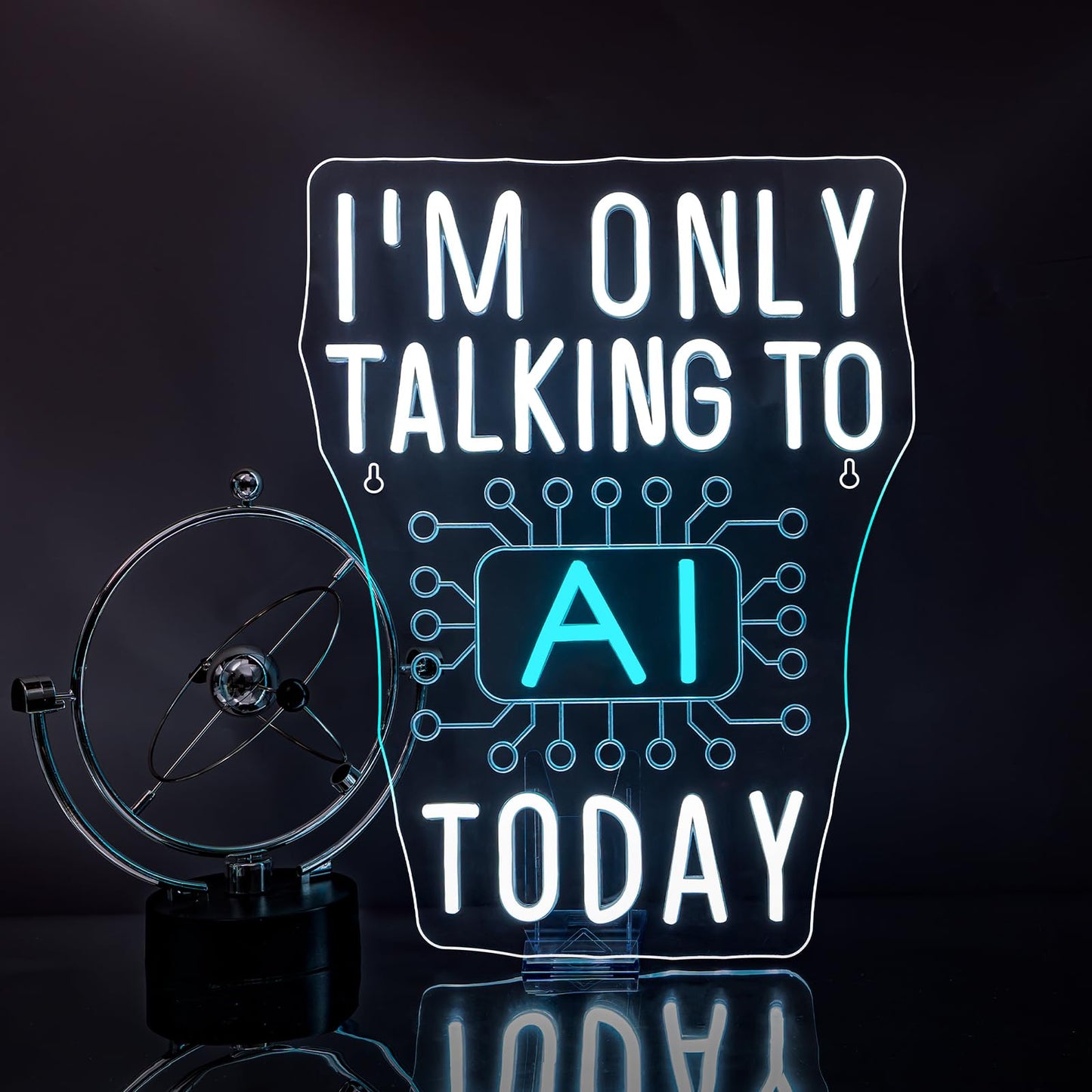 I'm Only Talking to AI Today Neon Signs for Wall Decor Futuristic Tech-Inspired Neon Light USB Powered Dimmable LED Light up Signs Perfect for Offices Gamers, Coders and AI Enthusiasts