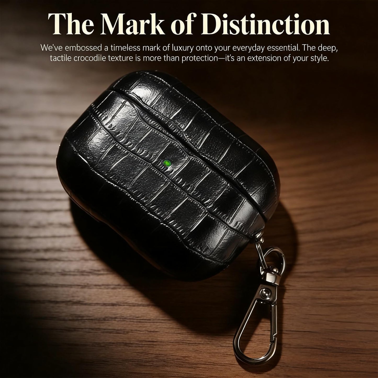 SURANBULI Crocodile Leather Case for AirPods Pro 3rd Gen 2025 - Vintage Aesthetic, MagSafe Compatible, Front LED Visible for AirPods Pro 3 Generation Protective Cover(Black-03)