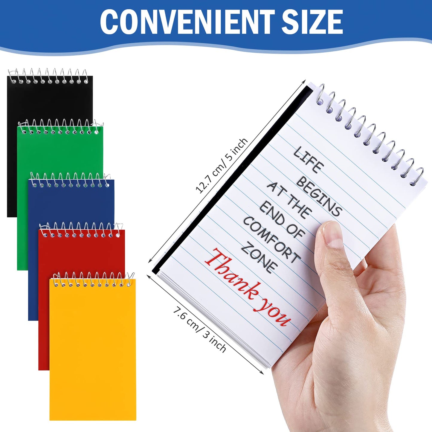Teling 50 Pieces Spiral Memo Pads Bulk 3 x 5 Inch Small Note Pads Top Bound Lined College Ruled Paper Mini Notepad Pocket Spiral Notebooks for School Office Home Supplies, 75 Sheets (Bright Colors)