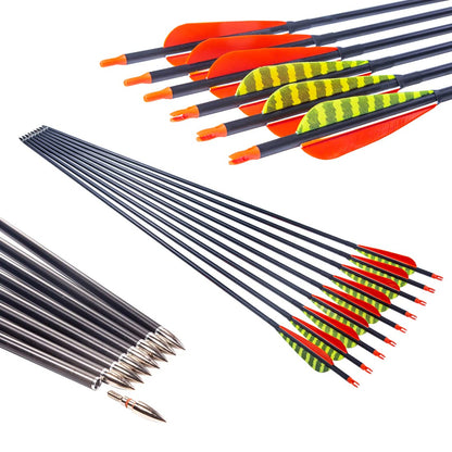 Pinals Traditional Archery 300 340 400 500 600 700 Spine Carbon Feather Arrows for Recurve Compound Bow Longbow Hunting Targets Arrow 12PCS 340 32"