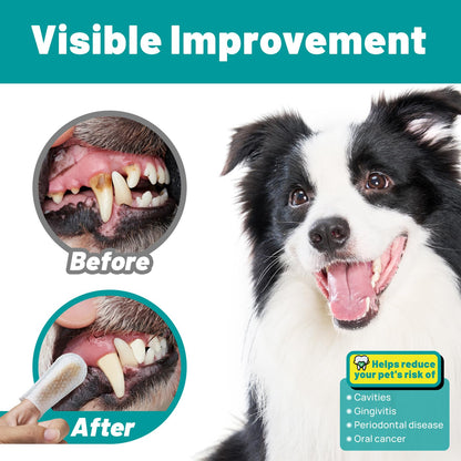 SmileDenX Teeth Cleaning Wipes for Dogs & Cats, Dog Finger Toothbrush Wipes, Dog Dental Care Finger Wipes, Dog Tooth Brushing Kit, Remove Plaque & Tartar Buildup, Fresh Breath (50 PCS, Unscented)