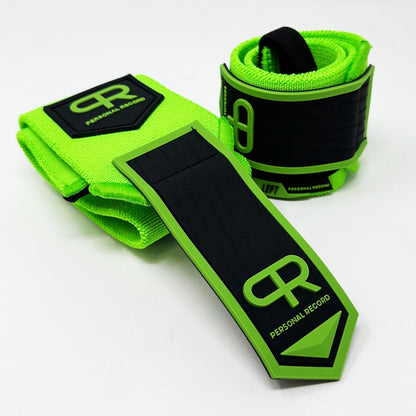 PR PePR Personal Record Heavy Duty Premium Wrist Wraps, More Elasticity, Reinforced Stitching, Extra Wide Strap, Strong Thumb Loop, Larry Wheels Weightlifting Wraps, Lifting Wrist Wraps (Neon)