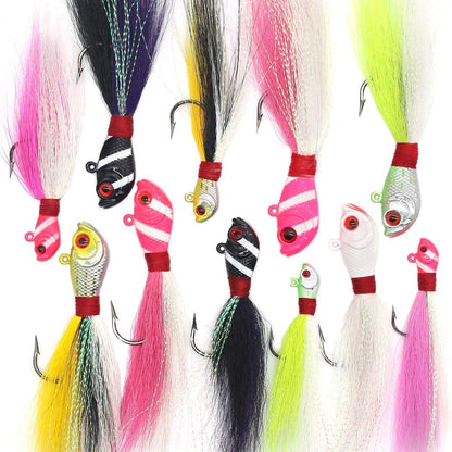 XFISHMAN Bucktail Jigs Saltwater Hair Jigs Head - Fishing Lures Assorted Kit (5 Pack)