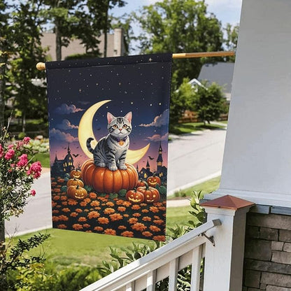 Halloween Cute Cat Pumpkin Garden Flag for Fall Festival Porch Patio Farmhouse Outdoor Yard Decoration Vertical Double Sided Burlap 12.5 x 18 Inch