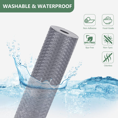 Origuuds Shelf Liners, Non-Adhesive Drawer Liner, Waterproof & Oil-Proof Kitchen Cabinet Cupboard Liner Plastic EVA Material BPA Free Fridge Liner Mats Paper Protector for Shelves (Grey/12in x 120in)