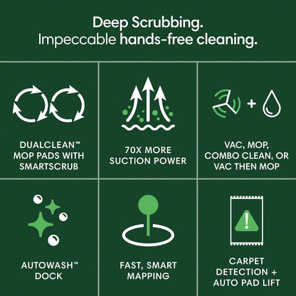iRobot Roomba Plus 405 (G181) 2in1 Vacuum & Mop Robot with AutoWash Dock - Dual Spinning Mop Pads, Smart & Fast Mapping, Ideal for Pet Hair, Self-empties 75 days, Intense Suction, Pad Washing & Drying