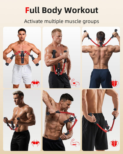 Abahub Twister Arm Exerciser, Enhanced Hydraulic Power Chest Expander for Men Women, 22-440LBS Adjustable Resistance Home Gym Equipment, Shoulder Muscle Trainer for Arm, Chest & Core Workout, Red