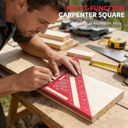 Wakuka Carpenter Square,12 Inch Aluminum Alloy Rafter Square, Metric Scale Angle Drawing Carpenter Measuring Layout Tool, 0-90° Protractor Cast Triangle Ruler Protractor for Woodworking Carpentry