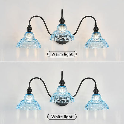 Vintage Bathroom Vanity Lights 3-Light Bedroom Vanity Lighting Fixtures Blue Wall Sconces for Mirror Pictures Hallway Dining Room Kitchen