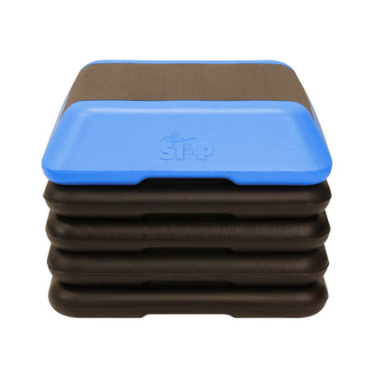 The Step Adjustable High Step Aerobic Platform with 4 Risers, Home Gym Workout Equipment, Fitness Stair Stepper Exercise Platform, Aerobic Exercise Equipment Made in the USA,Blue