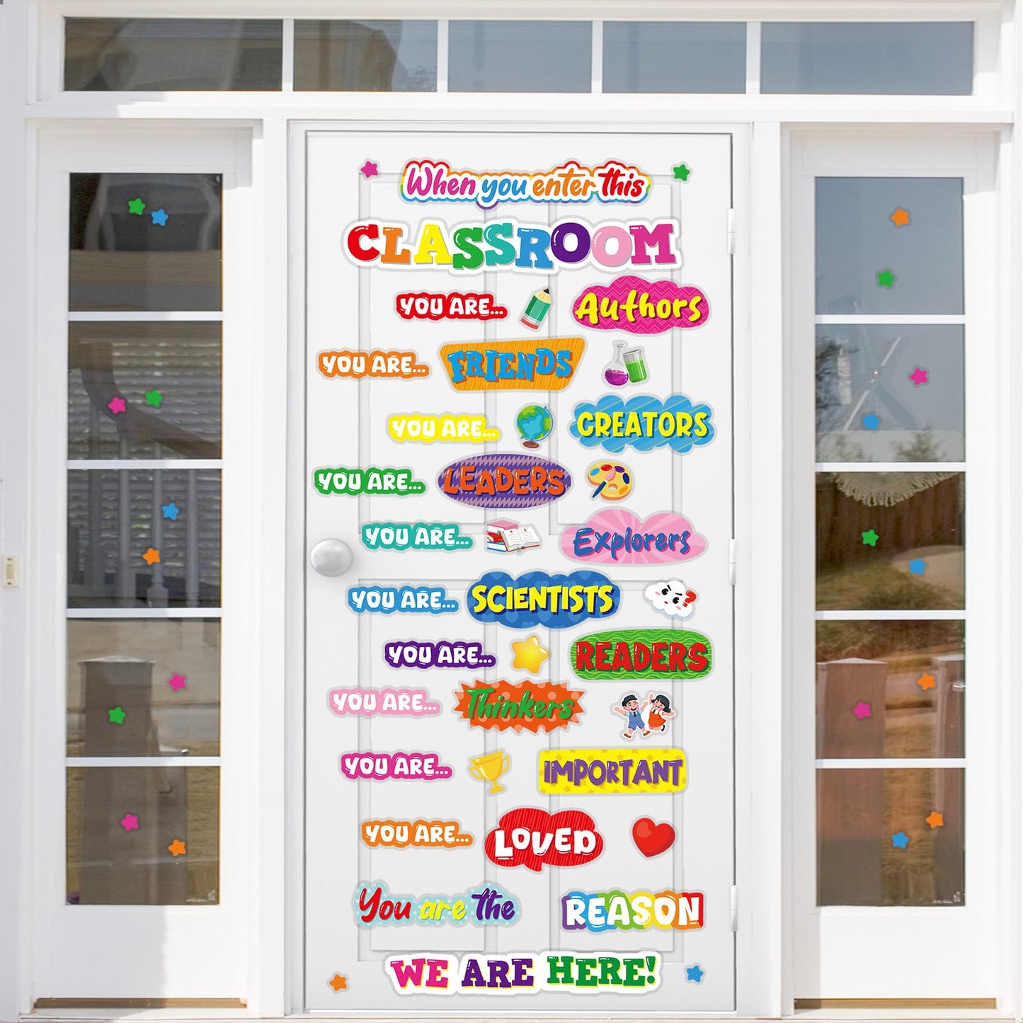 Cinrobiye Classroom Decorations Poster Stickers,When You Enter This Classroom Window Door Clings Back to School Bulletin Board Inspirational Wall Decor for Preschool Elementary Middle School Party