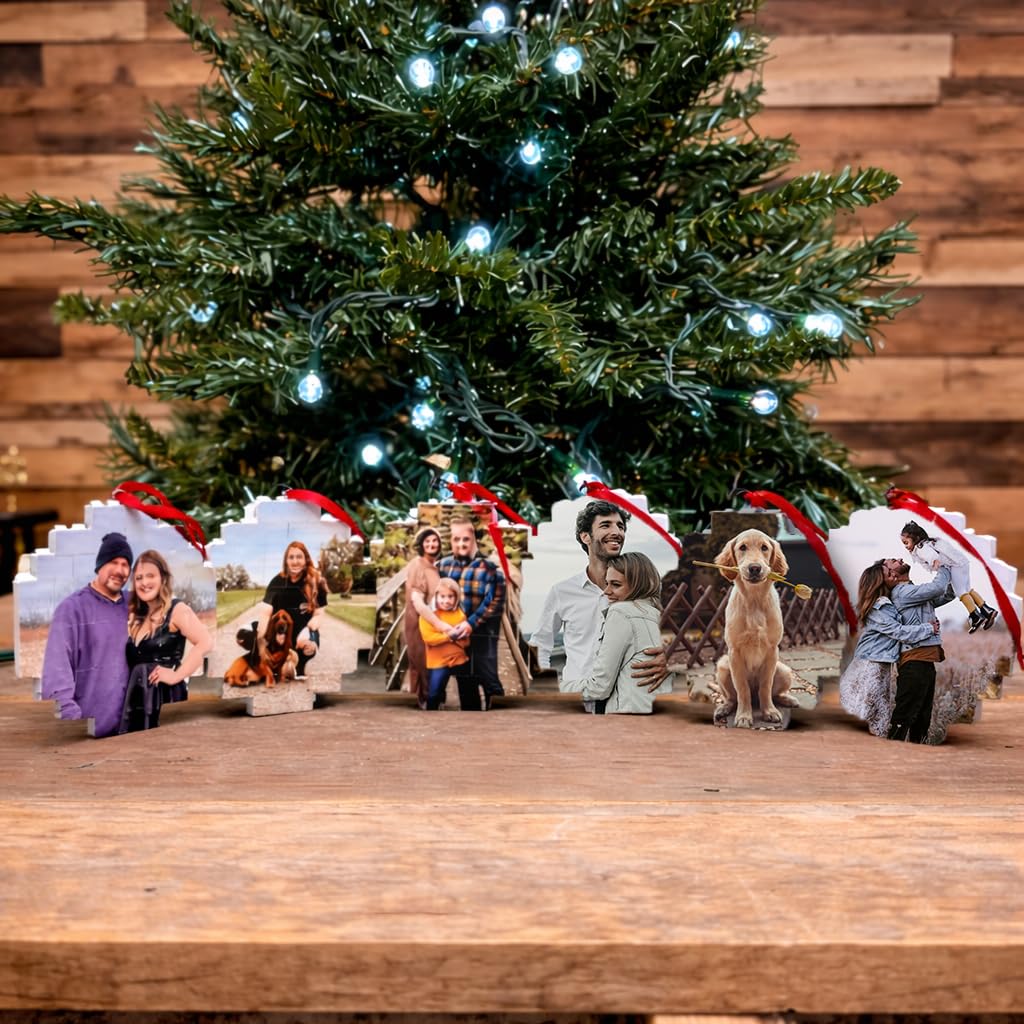 BRICK YOUR PIC Custom Photo Brick Ornament - Unique Personalized Christmas Ornament - A Fun Way to Decorate Your Tree (6 Ornaments)