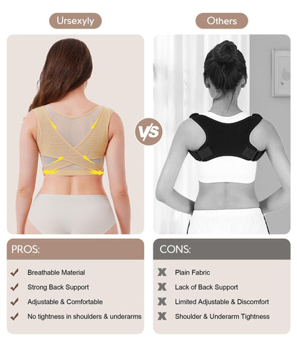 URSEXYLY Upper Back Brace for Women Breathable Posture Corrector Posture Support Back Straightener Pain Relief(Black,L)