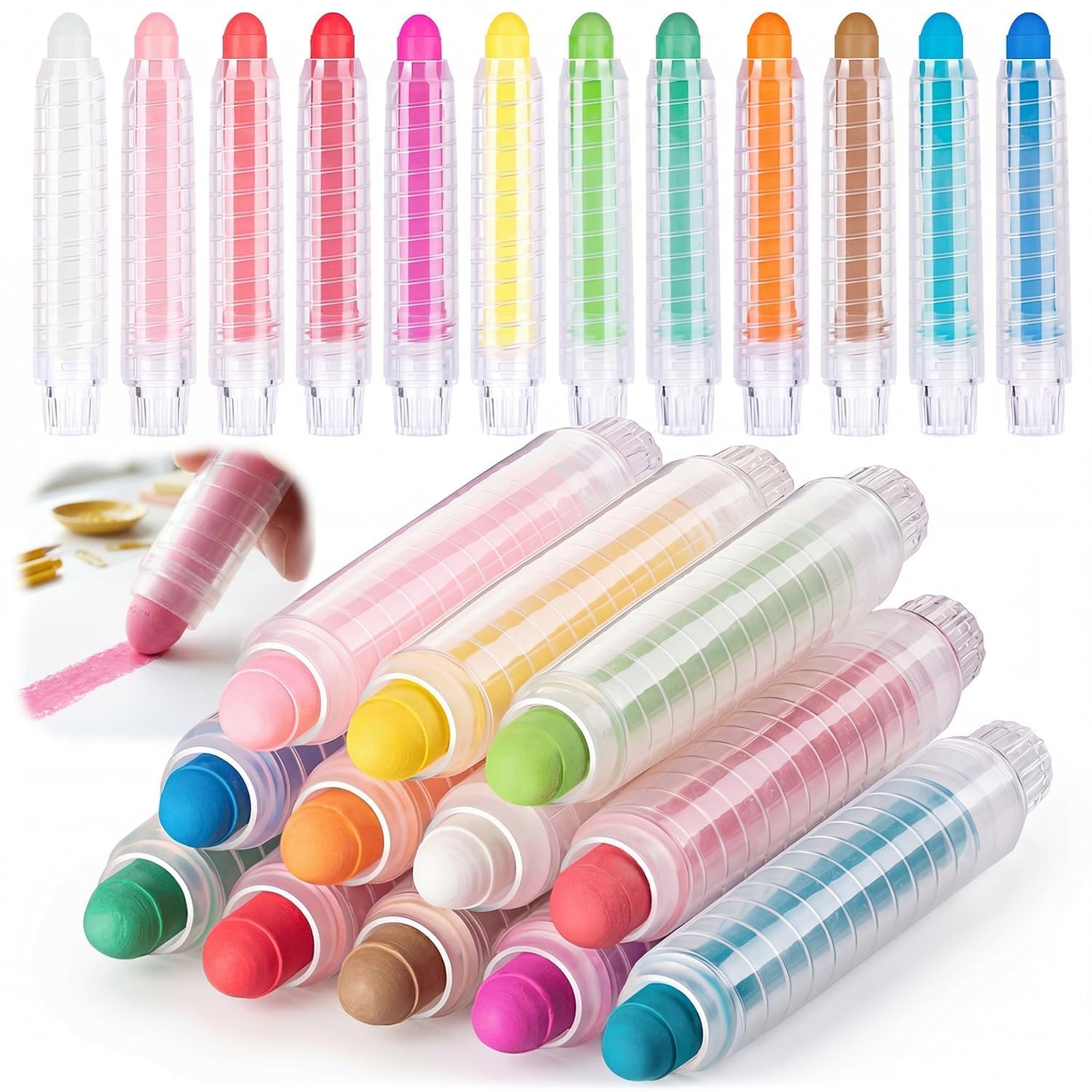 ZHBDMGK Sidewalk Chalk Set with Holder for Kids, 12Pcs Toddler Chalk in 12 Colors for Blackboard Drawing Writing Toys Gift Party Favors