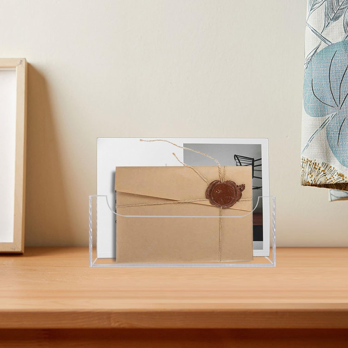 Mail Holder for Table, Acrylic Letter Holder Box for Desk or Wall Mount, Mail Organizer Countertop, Clear
