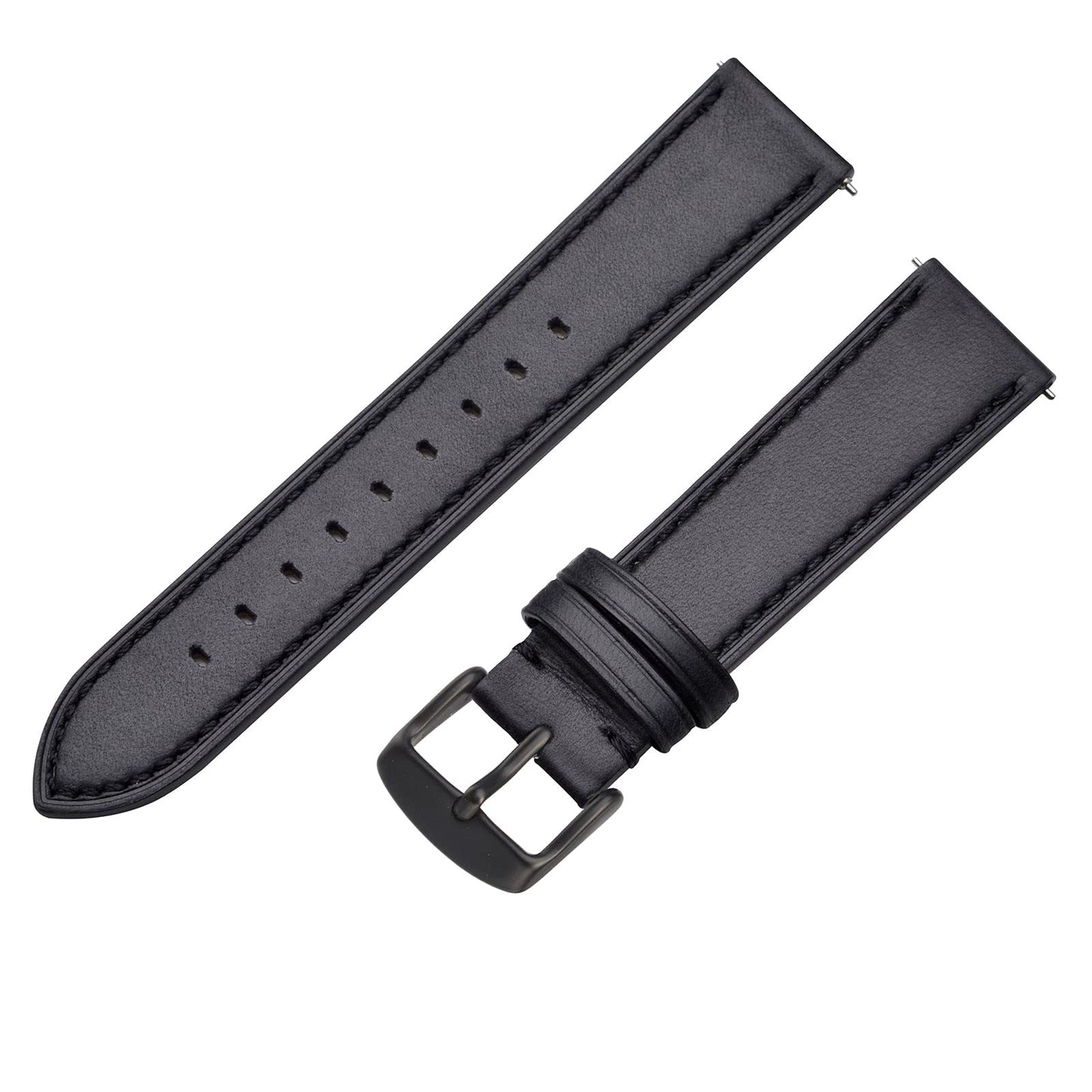 ANNEFIT Quick Release Watch Band 16mm with Black Buckle - Classic Oil Wax Leather Watch Strap (Black)