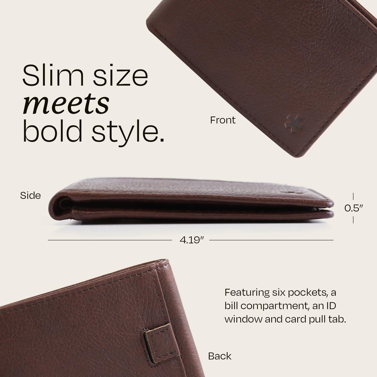 Swear Brands Full-Grain Leather Wallet for Men | Slim RFID Blocking Bifold Design with Cash Pocket & Card Pull Strap | Holds 1-12 Cards | Stylish & Durable | Walnut
