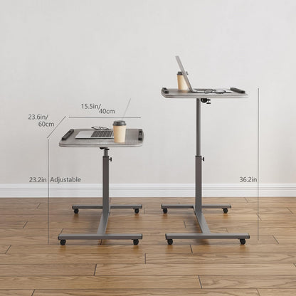 Laptop Table Mobile Adjustable Height Portable Desk Notebook Swivel PC Computer Rolling Desk with Wheels, Laptop Stand for Couch Bedside Hospital Bed Table