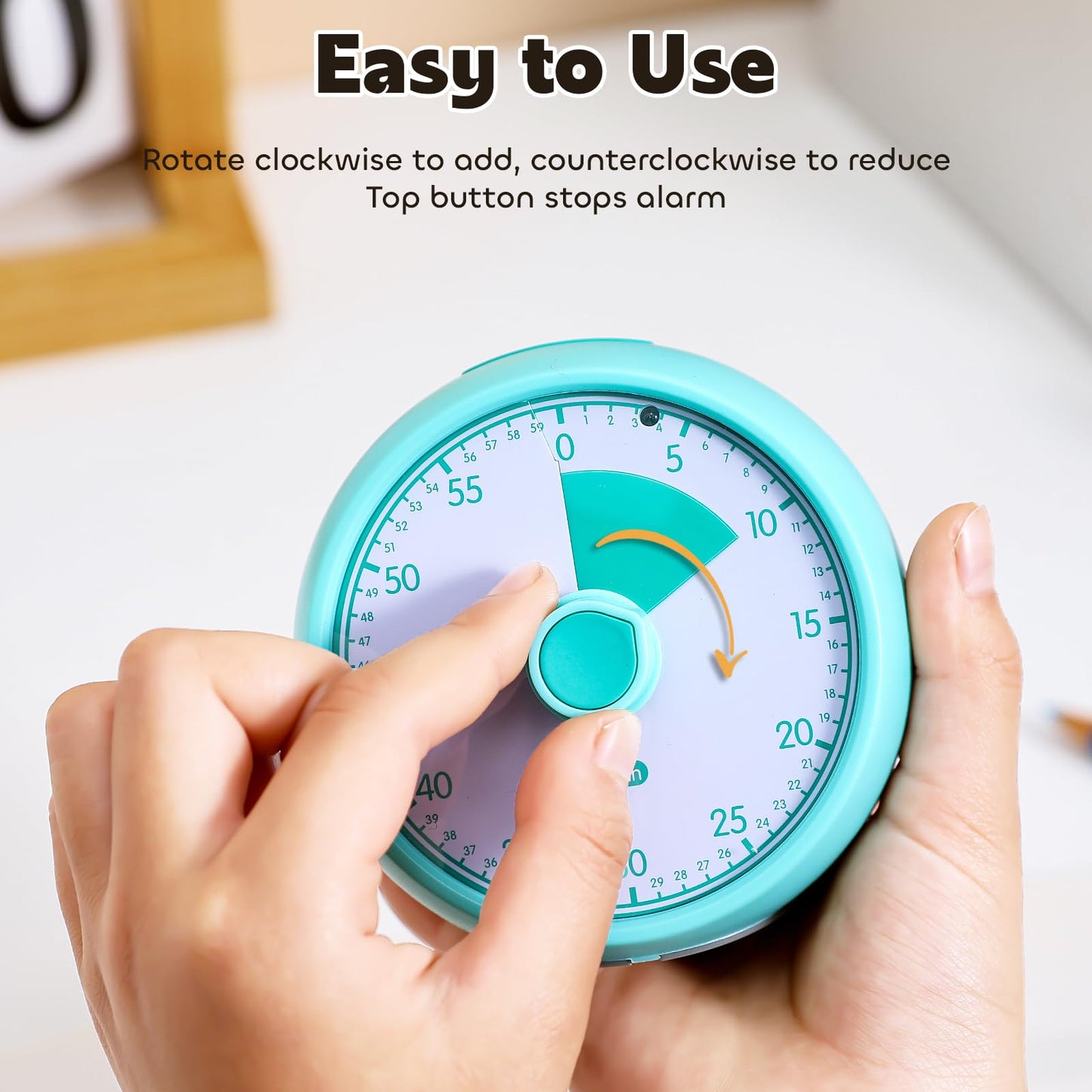 Conchstar Visual Timer for Kids 60-Minute - Countdown Timer with Optional Alarm, Focus Tool for ADHD & Autism, Time Management for Homework, Chores, Office, Kitchen, Teaching & Study Routines (Green)