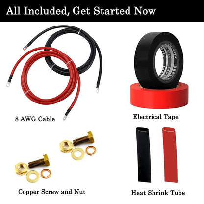 GaiRen Trolling Motor Battery Cable Extension Kit 10 Feet 8AWG Cable Extension 50Amp with Terminals for Fishing Boat Trolling Motor Solar Panel Automotive(Red & Black)