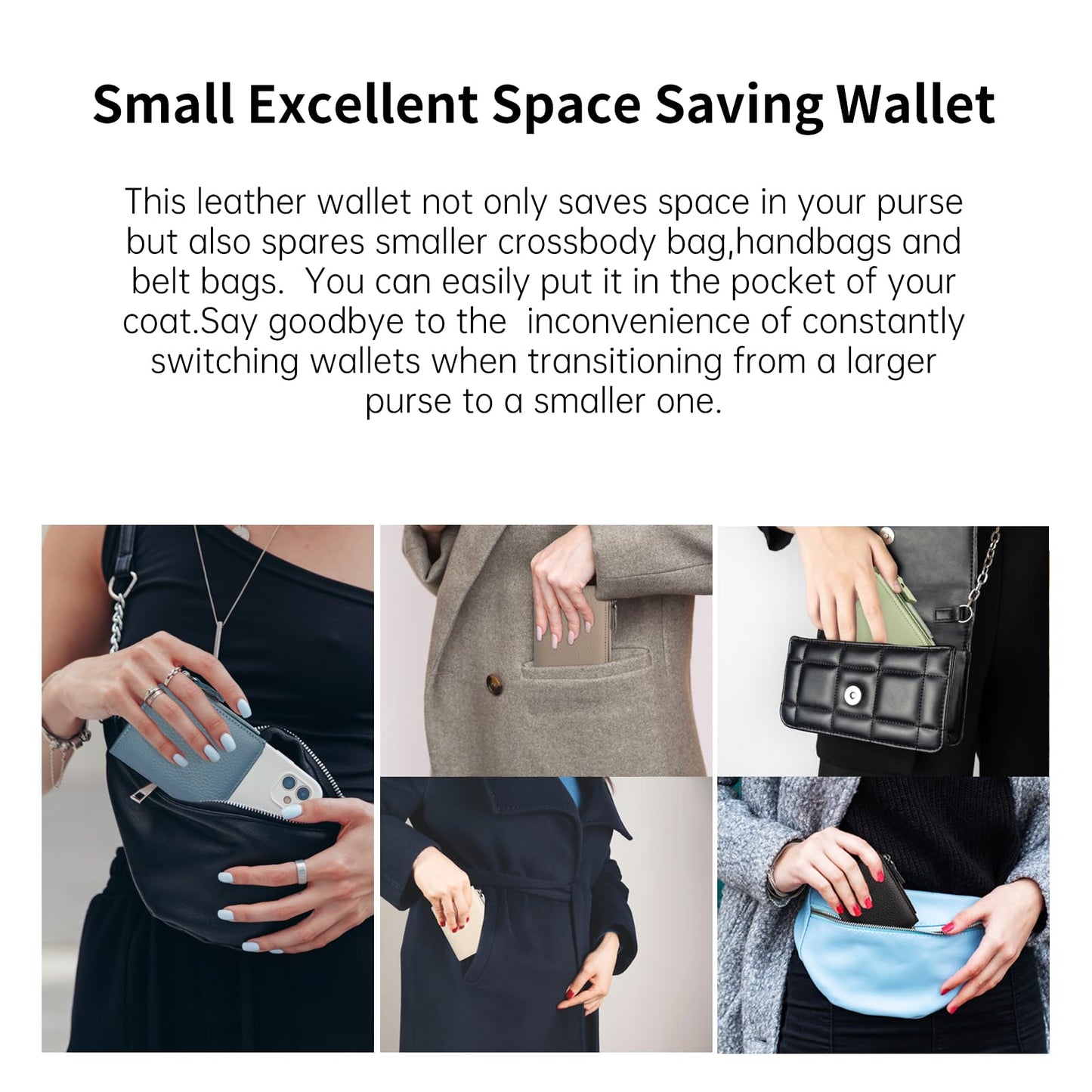 ilovever Small Wallet Women Soft Leather RFID Blocking Card Holder with Zipper Pocket,off-white