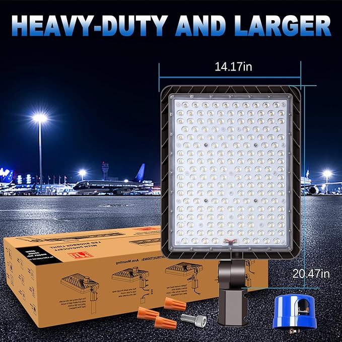 480W Parking Lot Lights Outdoor LED (72000LM 5000K Super Bright Dusk-to-Dawn IP65 Waterproof Commercial Security for Street Large Area Lighting with Slip Fit Adjustable 100-277V Heavy-Duty)