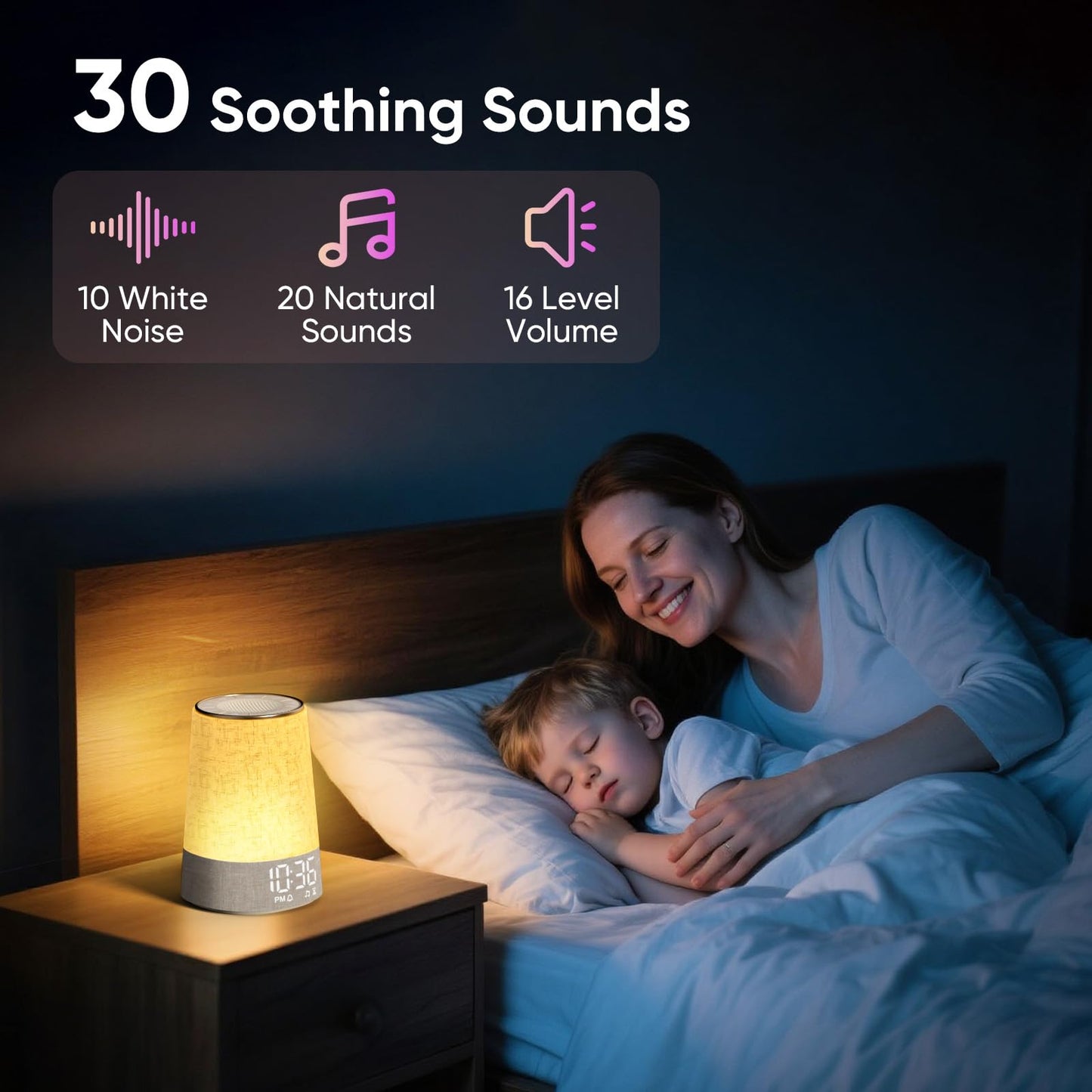 AFEXOA Sunrise Alarm Clock with 30 Soothing Sounds, White Noise Machine with Alarm Clock & Wake Up Light, Dimmable Display, Night Light for Bedroom, Heavy Sleepers, Adults & Kids