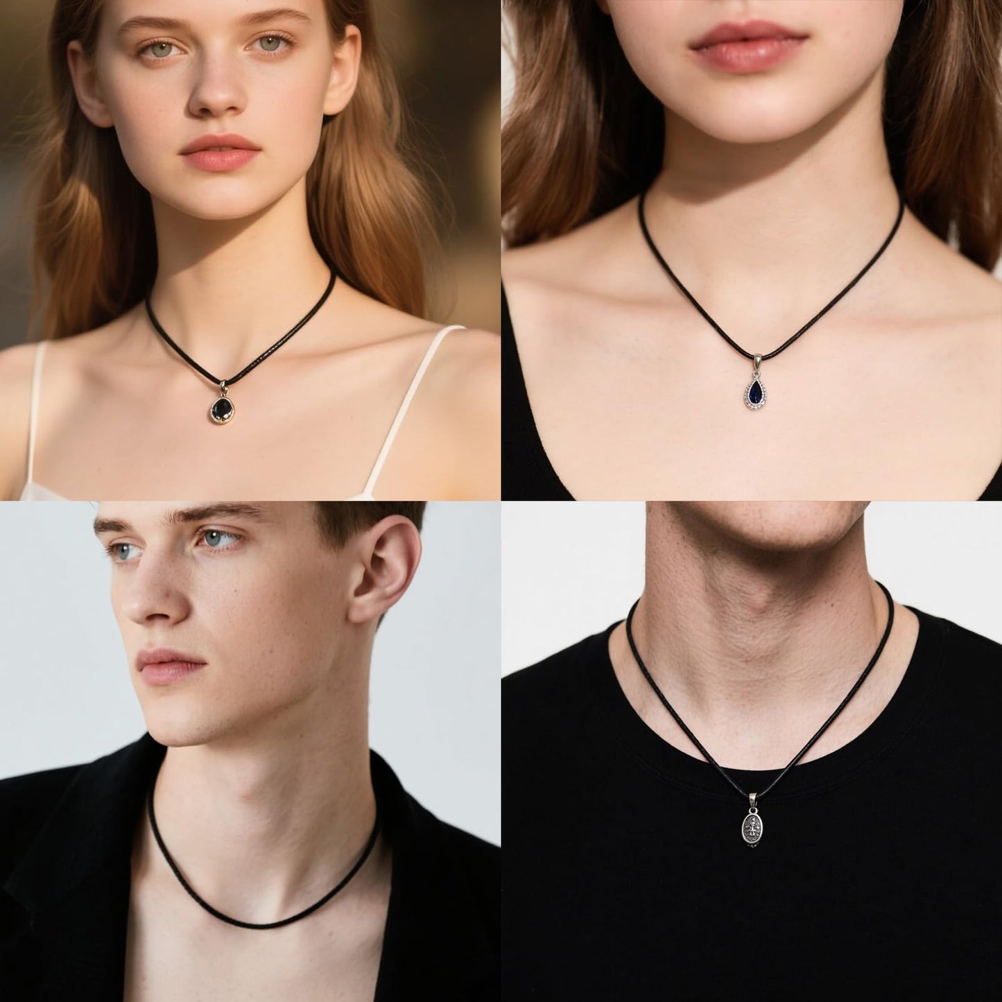 Bgfhna Black Leather Necklace Cord with Clasp Braided Wax Rope Chain for Men Women with Stainless Steel Clasp 2mm Leather Cord Necklace for Pendant