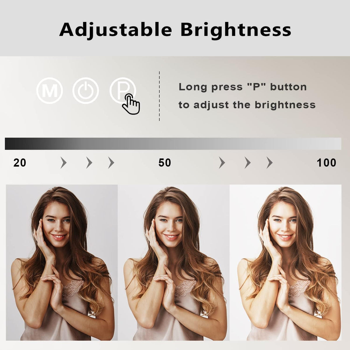Hansong Vanity Mirror with Lights Lighted Makeup Mirror with 9 LED Bulbs Plug in Light Up Makeup Mirror with Lights 360 Rotation with 10x Magnifying Mirror Tabletop