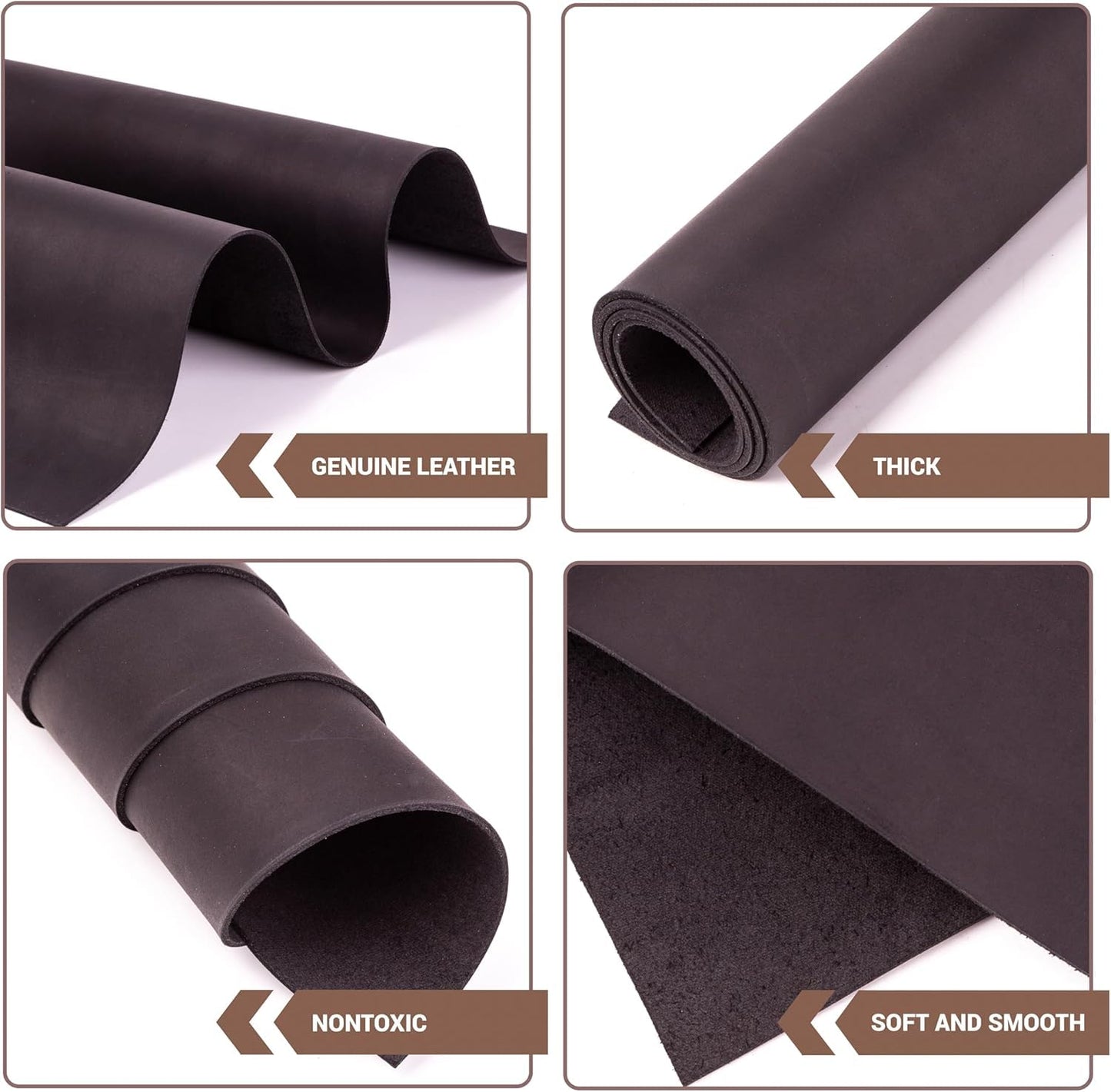 Shkira 6''X12'' Premium Crazy Horse Genuine Black Leather Sheets for Crafts Square - 2.0MM Thick Genuine - Thick Cowhide Leather Pieces Square Sheet for Crafts