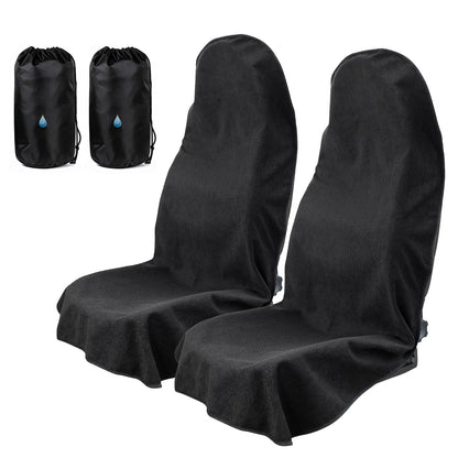 TESFEEL Car Seat Cover Towel GRS Certified Recycled, Waterproof & Washable, Non-Slip Universal Fit for Cars SUVs Trucks, Sweat Protection for Gym, Kids, Pets & Travel (Black, 2 Pack)