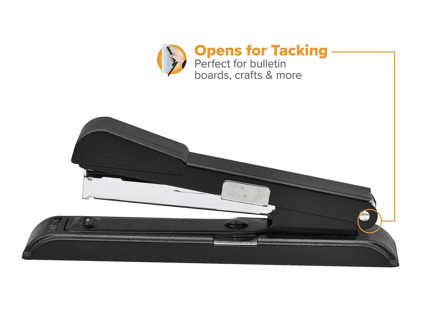 Bostitch Office B8 PowerCrown Travel & Desktop Stapler, 30 Sheet Capacity, Durable Metal, Black.