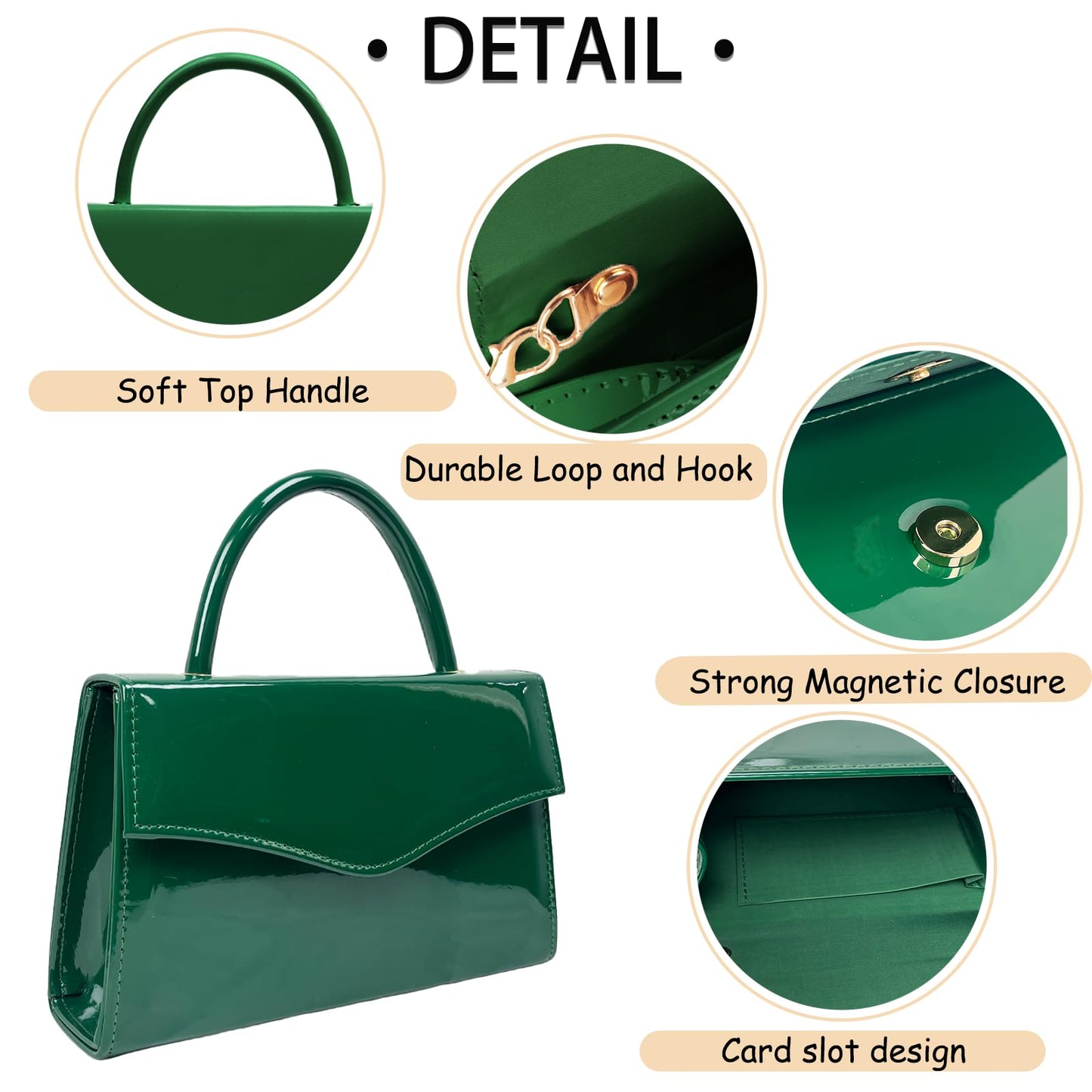 YAPAIOU Leather Women's Evening Bag Glitter Clutches Party Clutch Bridal Purses Cocktail Prom Handbags with Patent(Green)