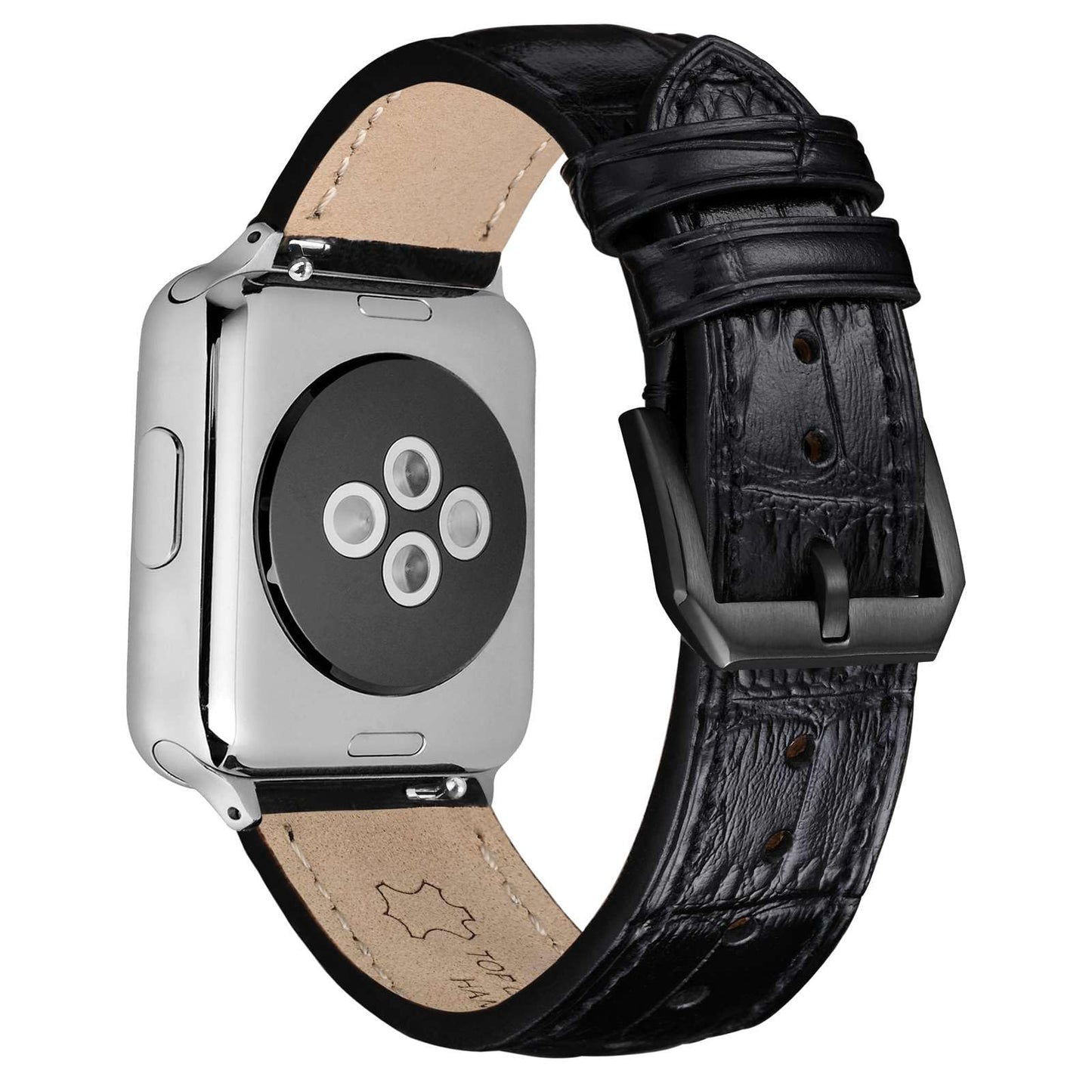 ANNEFIT Quick Release Watch Band, Embossed Alligator Grain Leather Watch Strap with Black Buckle, Replacement Bands Width 16mm (Black)