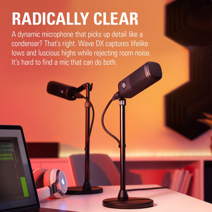Elgato Wave DX - Dynamic XLR Microphone, Cardioid pattern, Noise Rejection, speech optimised for Podcasting, Streaming, Broadcasting, No Signal Booster Required, works with any Interface, for Mac, PC