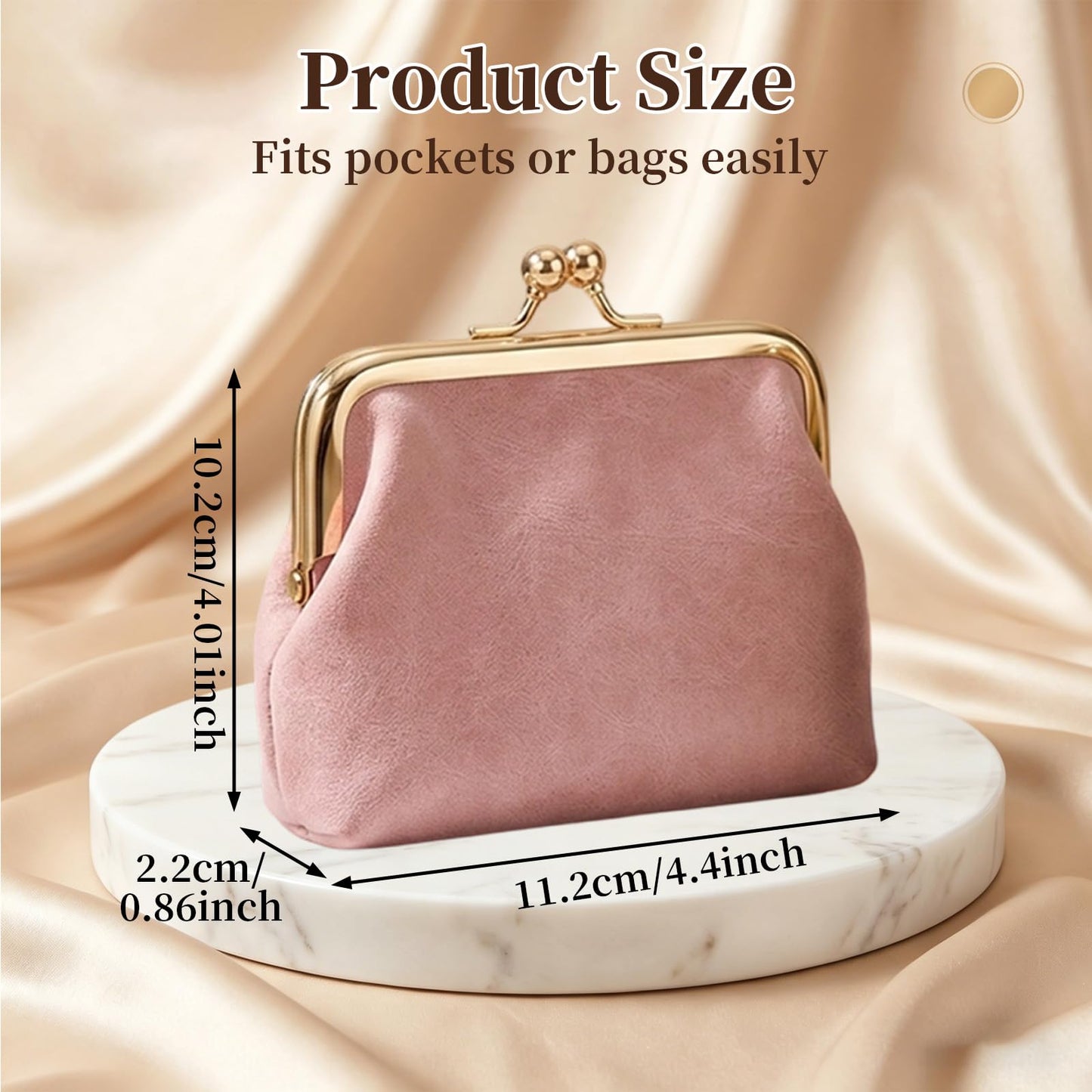 OPLCFO 2PCS Vintage Coin Purse with Kiss Lock, PU Leather Change Purse for Change, Keys, Lipstick